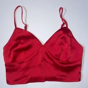 Satin Red Cropped Tank Top